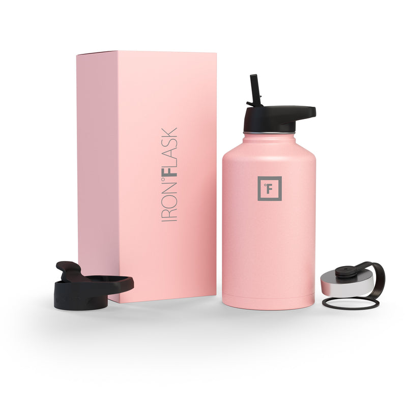 Iron Flask 64 Oz with Straw Lid Wide Mouth Bottle Rose | 863IFQHMU