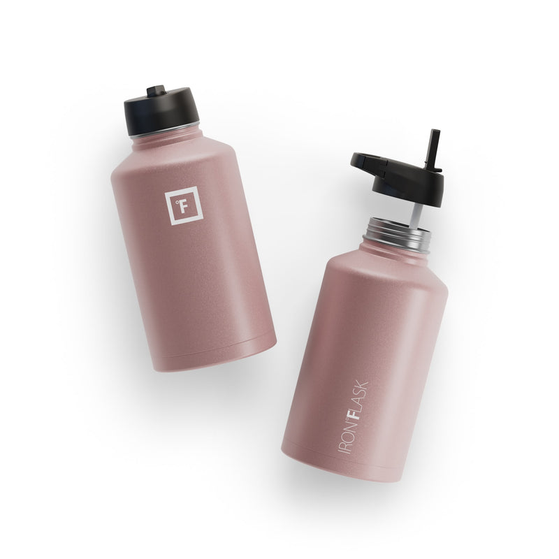 Iron Flask 64 Oz with Straw Lid Wide Mouth Bottle Rose Gold | 136SFDKYP