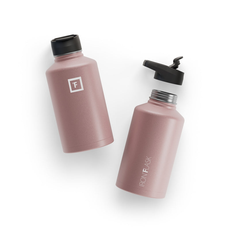 Iron Flask 64 Oz with Straw Lid Wide Mouth Bottle Rose Gold | 136SFDKYP