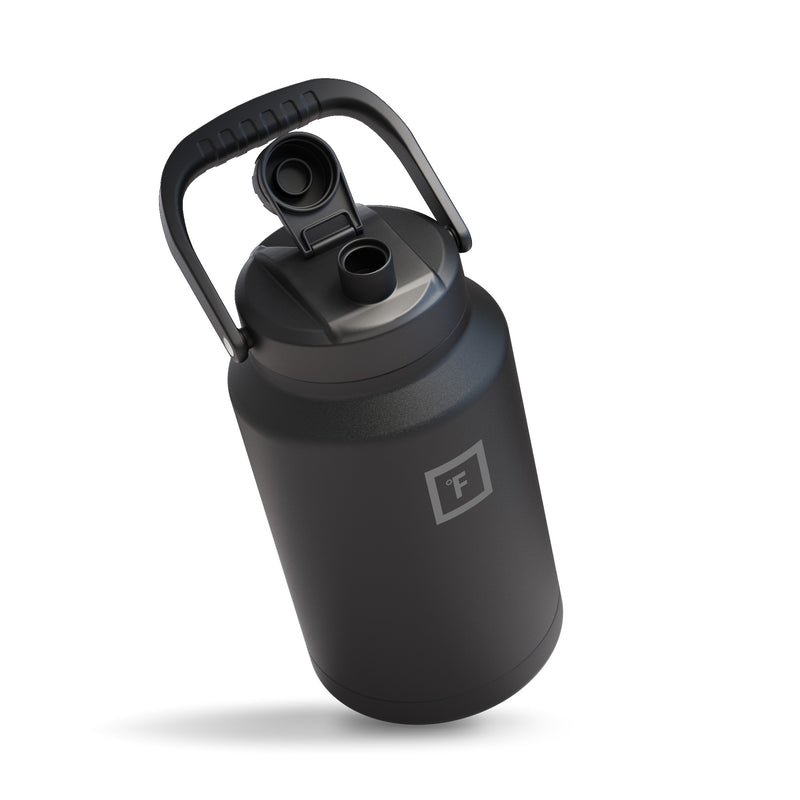 Iron Flask Water Bottle with Spout lid One Gallo Black | 614WKNOFL