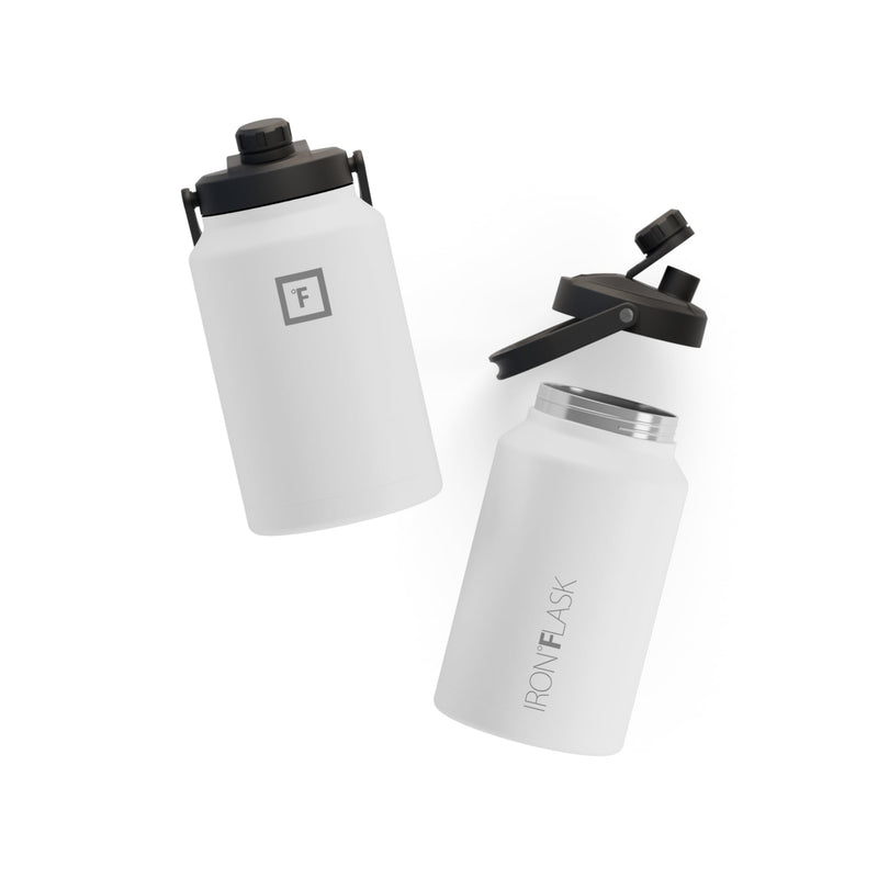 Iron Flask Water Bottle with Spout lid One Gallo White | 758UWSZPE