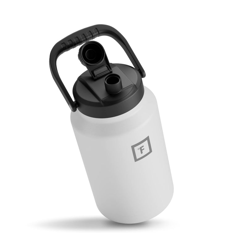 Iron Flask Water Bottle with Spout lid One Gallo White | 758UWSZPE
