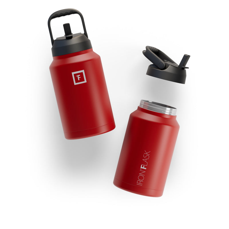 Iron Flask Water Bottle with Straw and Spout lids One Gallo Red | 457RQTWNG
