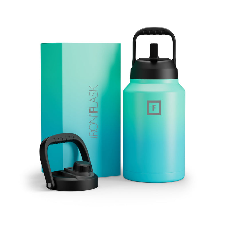 Iron Flask Water Bottle with Straw and Spout lids One Gallo Blue | 892NEJBSZ