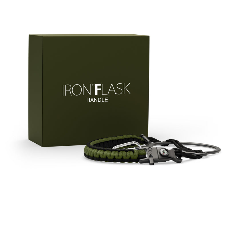 Iron Flask Wide Mouth Water Bottles Paracord Handle Olive Green | 867MTSGFO